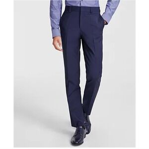 Hugo Boss Mens Modern fit Dress Pants 34Wx31L Navy Blue Solid Stretch E121743